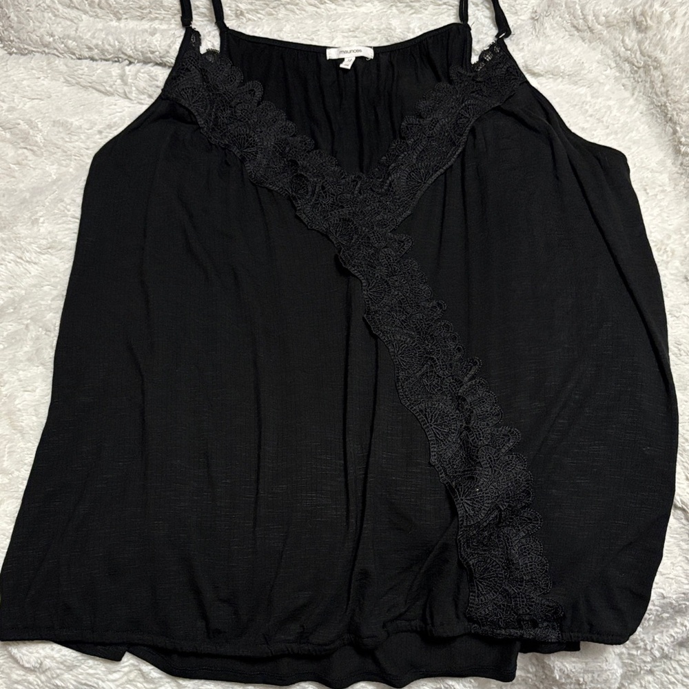 Maurices Black Lace Accent Tank Top